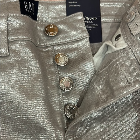 NWT GAP Shiny Silver High-Rise stretch pants Size 10 - Picture 7 of 10